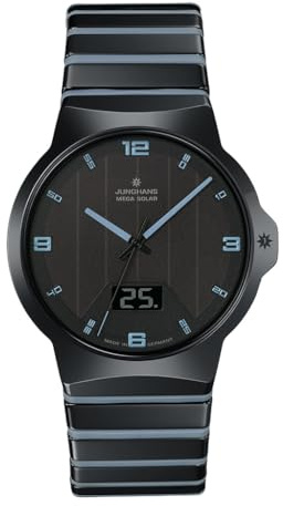 JUNGHANS Funk-Solar Herrenuhr Force Mega Solar Keramik/Eisblau 18/1400.44