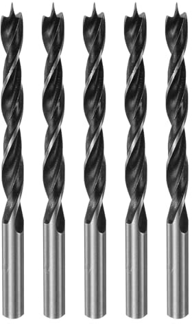 sourcing map 5pcs Brad Point Drill Bits 7.5mm(19/64) Dia Straight Steel | Round Shank Drill Metric Brad Point 2.8 Drilling Depth Spiral Twist Drill Bits for Carpenter Woodworking Plastic Rubber