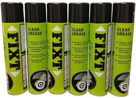 CLEAR GREASE 6 X 400ml SPRAY, A CLEAR GREASE THAT PROTECTS AGAINST WEAR AND CORROSION IDEAL FOR BRAKE PIPES, HINGES, CHAINS, BEARINGS DOOR LOCKS ETC
