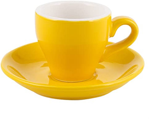 TLOKIXA Tazas de café Taza de té, Taza de Leche Tazas y platillos Juego de Taza y platillo de cerámica de pequeña Capacidad de Color Simple para el hogar Restaurante Tazas de café con Cuchara para