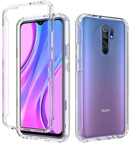 YXINDAFU Funda para Xiaomi Redmi 9,360 Grados Full Body Transparente Antigolpes Carcasa [con Protector de Pantalla Integrado] TPU y PC Antiarañazos 2 in 1 Fundas para Xiaomi Redmi 9