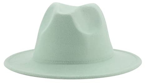 OLSKFUH Hüte Für Frauen Luxus Fedora Hut Frauen Panama Solide Breite Krempe Winter Männer Hut Schwarz Weiß Formale Hochzeit Hut,Light En8-56-58cm