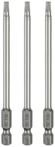 sourcing map 3pcs T20 Torx testa cacciavite bit 1/4 Hex Shank 4 (100mm) lungo magnetico senza foro punta a prova di manomissione 6 punti stella cacciavite trapano bit S2 acciaio industriale potenza