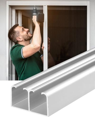 Minglez Sliding Door Kit Pocket Door Track Hardware Kit for Sliding Door, Heavy Duty Barn Door Hardware Kit for 2 Doors, Box Rail Hanger for Cabinets/Closet/Pergolas(Style 1,80in/203.2cm)