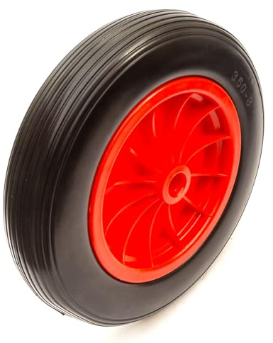 3.50-8 PU Wheel & Tyre 14'' Inch Solid Flat Free 1 Inch 25mm Bore No Bush Or Bearing 75mm Hub Wheelbarrow Garden Cart Maximum Load 150 kg