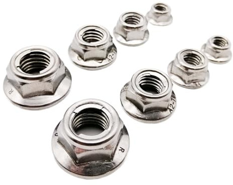 GUIPENG 2/5 stück M4-M12 304 A2 Edelstahl Vorherrschendes Drehmoment Typ Alle Metalleinsatz Hexagon Selbstsichernde Mutter mit Flansch Kontermutter GB6187(Flat bottom,5pcs M5)