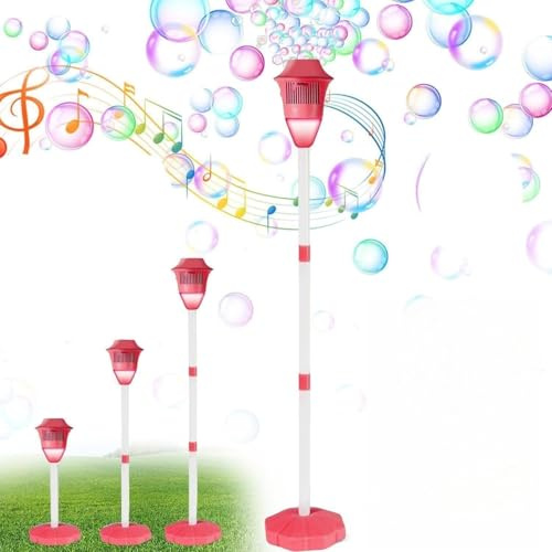 Generico Macchina Bolle Regolabile in Piedi, Macchina per Bolle di Sapone con Musica/Luci, 10000+ Bolla/Min Macchina Sparabolle Ricaricabile per All'aperto Festa Matrimonio