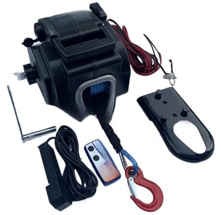 Wireless Electric Winch For Marine Use Off-Road Vehicle Portable Boat Self-Driving Tour Equipment Rescue Winch 12V 5000lbs(Fiber rope)