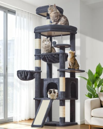 Taoqimiao Árboles Rascadores para Gatos Grandes 183 cm, Plataformas Amplias