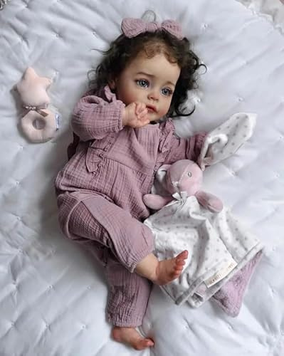 WKYUWS Realistische Reborn Baby Puppen Silikon Vinyl Ganzkörper Mädchen 22 Zoll Lebensechte Babypuppen, die wie das echte Leben Aussehen Neugeborenes Baby Puppe