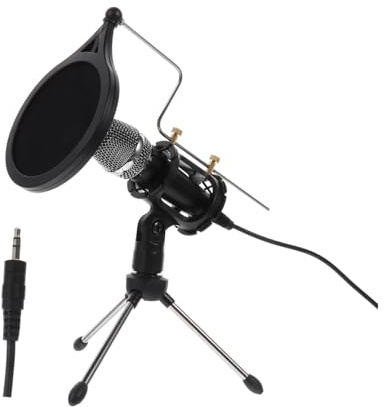AKOOSY Micrófono Condensador con Soporte de Escritorio Portátil y Filtro Anti-ruido para Computadora y Teléfono Móvil para Grabación y Transmisión en Directo