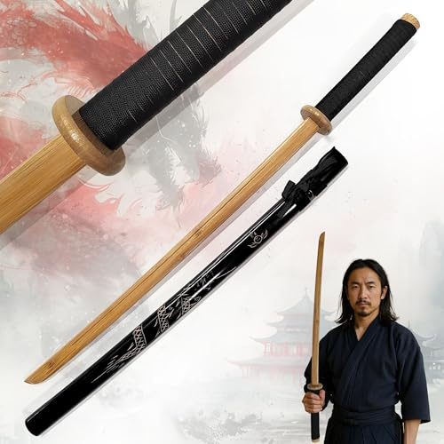 Katana Bokken mit Scheide – Holzversion aus Bambus – traditionelles Übungsschwert für Kampfsport, Cosplay & Deko – leichtes Trainingskatana für Anfänger & Sammler