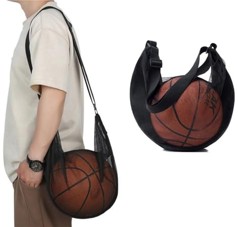 Balltasche mit Reißverschlusstasche, Netz-Umhängetasche, Aufbewahrungsnetz für Basketball, Fußball, Volleyball, Rugby, Schwimmen, Strandtasche, Fitnessstudio, Sport, Umhängetasche
