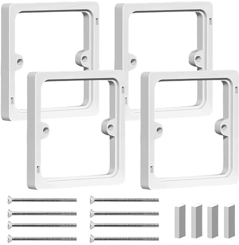 4 Pack 10mm Socket Spacer, White 1-Gang Light Switch Spacer Frame, Single Back Box Extender for UK Plug Sockets, Wall Plates, Tiled Walls and Shallow Mounting Boxes