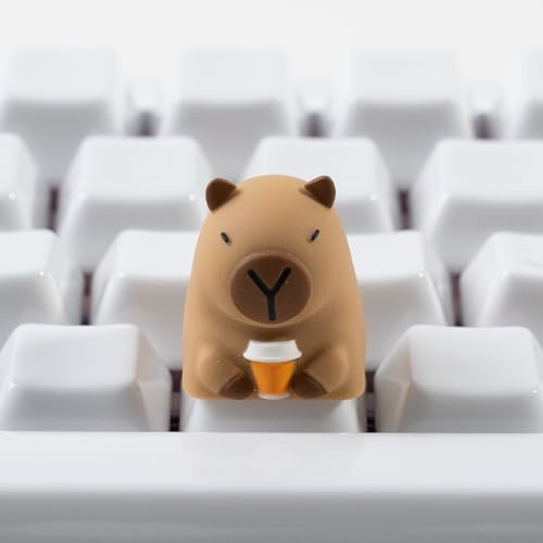 ULTRAEQUIP Artisan Keycap Cute Capybara Coffee Resin Keycaps 1U ESC Custom Handmade Keycap Replacement for Mechanical Keyboard