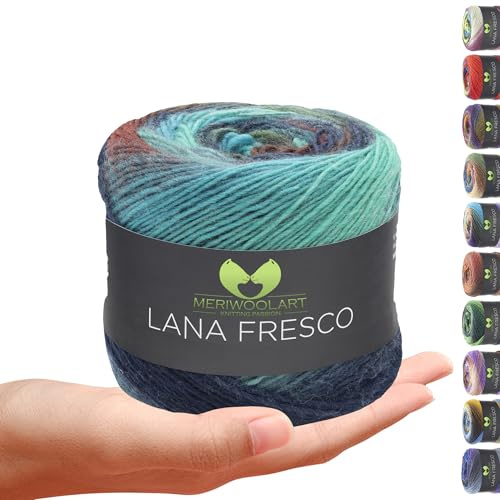 MeriWoolArt® Extrafeine Merinowolle garn zum Stricken oder Häkeln (100g, 380m) - Vielseitig für Hüte, Snoods, Blusen, Tuniken und warme Kleidung für Kinder und Erwachsene