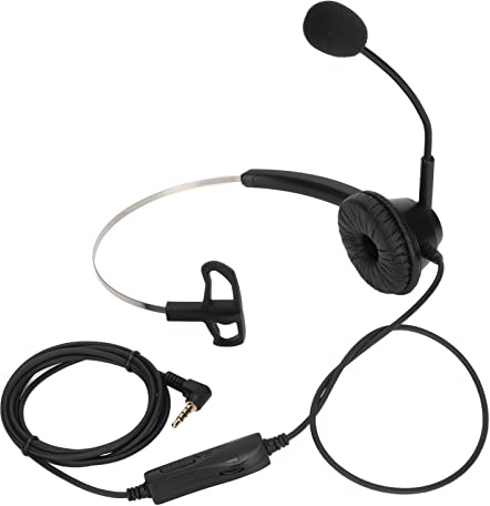 MBGAJTXCB H360 - Cuffia telefonica da 3,5 MV, cuffia aziendale con microfono a cancellazione di rumore, cuffia da ufficio a orecchio singolo con spina a gomito da 3,5 mm, design leggero e