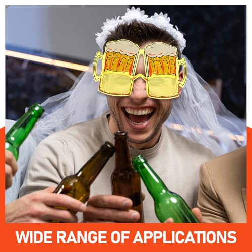 Garneck Lot de 3 Lunettes de Fête en Plastique Jaune à Thème Bière Accessoires Créatifs pour Soirées Oktoberfest Verres à Bière Originaux et Légers pour Déguisement et Événements