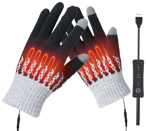 KQLHLHDYZ USB-beheizte Handschuhe für Herren und Damen, elektrische Handwärmer-Handschuhe für drinnen und draußen, verstellbare Temperatur, Handwärmer