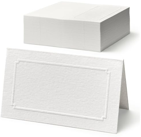 Place Cards for Weddings, 100-count Table Name Cards, Blank Tent Cards, Seating Place Cards for Dinner Parties, Banquets, Events, Heirloom Notch