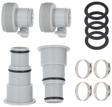 Juego de 4 adaptadores para mangueras de piscina, adaptador de conversión de manguera de tipo abrazadera roscada de PVC para kit de reemplazo de conectores de bomba de piscina con