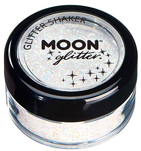 Pastell Glitzer Shaker von Moon Glitter - 100% kosmetische Glitzer für Gesicht, Körper, Nägel, Haare und Lippen - 3g - Weiß