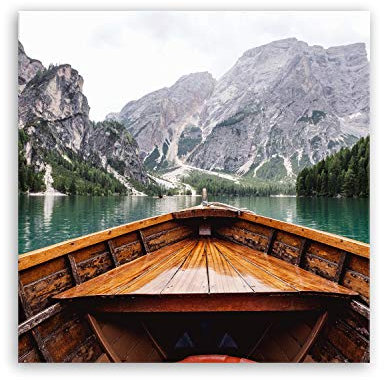 ge Bildet Bild auf Leinwand | Pragser Wildsee II - Italien in 50x50 cm als Wandbild | Wand-deko Dekoration Wohnung modern Bilder | 3116B