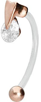 PIERCINGLINE PMFK Banana con design in acciaio chirurgico, a forma di cuore e cristallo, piercing per zona intima, addome, colori assortiti, Acciaio chirurgico 316L / PMFK