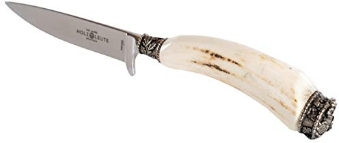 Holz-Leute Trachtenmesser, Jagdnicker, Hirschfänger für die Lederhose aus poliertem Hirschhorn mit bayrischem Löwen versilbert