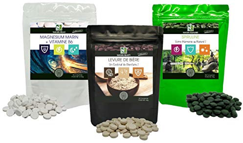 Hair Pack NAKURU | Levure de Bière 90 cps | Spiruline 180cps | Magnesium Marin 90cps | Analysée et Conditionnée en France | Renforcez Naturellement vos Cheveux !