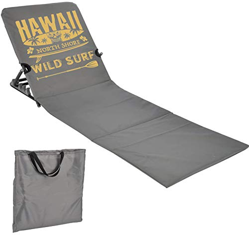 JEMIDI Lettino Prendisole Giardino - Sdraio Spiaggia Schienale Reclinabile - Materassino Mare Pieghevole con Sacca Portatile - Sedia Campeggio Grigio e Giallo