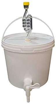 sil2018 Recipiente completo de fermentación de 5 litros – Set: hervidor con tubo de fermentación y goma de sellado y grifo de plástico, cubo para cerveza o vino con mango, color blanco
