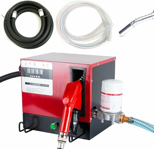 Bomba Gasoil 230 V 550 W Bomba para Trasvase de Gasoil Autocebante 60 L/min Bomba Aceite Extraccion Coche 50 L/min Bomba Diesel Autocebante con Pistola y Manguera y filtro