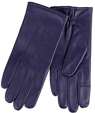 Isotoner Damen Drei-Punkt-Lederhandschuh, navy, S