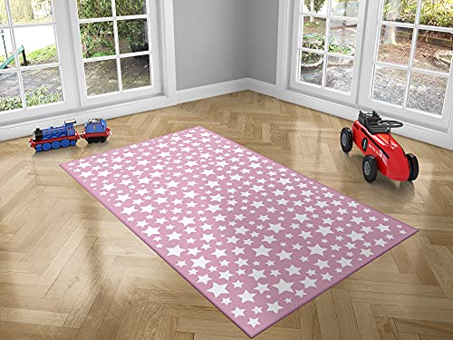 Oedim Kinderteppich, Sterne, Hintergrund, Rosa, 95 x 95 cm, PVC-Teppich, Vinylboden, Bodenschutz, Heimdekoration, Zimmerdekoration