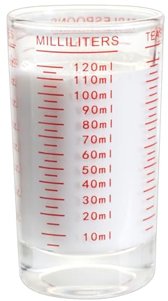 BCnmviku Glass Measuring Cup,4 Ounce/120ml Small Shot Glasses,Liquid & Dry Measure Espresso Shot Cups for Cocktail,Whiskey,Spirits,Wine,Liquor,Alcohol (Red)