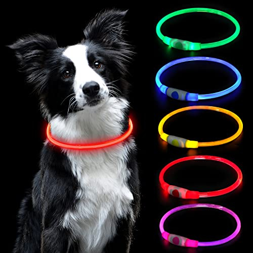 AUAUY LED Light Up Hundhalsband, Blinkhalsband För Husdjur, Usb Uppladdningsbart Vattentåligt Reflekterande Halsband För Kan Godtyckligt Skurna Halsband Passar Alla Katter Och Hundar