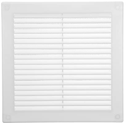 Vent Systems 200 x 200 mm / 8'' x 8'' Inch White Soffit Vent Cover - Flat Square Air Vent Louver - Grille Cover - Built-in Insect Screen - HVAC Vents for Bathroom, Home Office, Kitchen