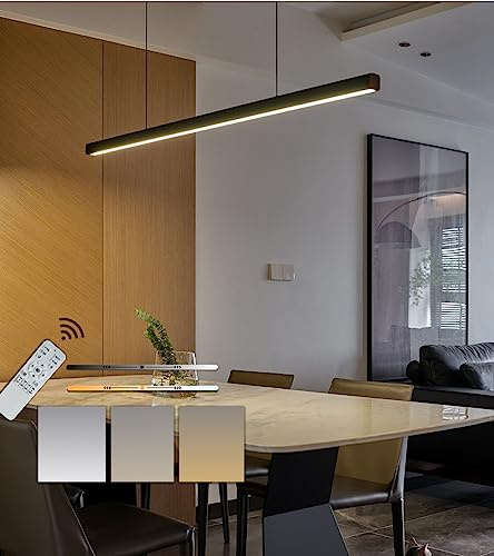 WJYCYN schwarz LED Hängelampe Moderne Dimmbare mit Fernbedienung Linear Design Esstisch-Hängeleuchten & pendelleuchten Höhenverstellbar Kücheninsel Für Esszimmer Büro Flur Licht L100cm 40W