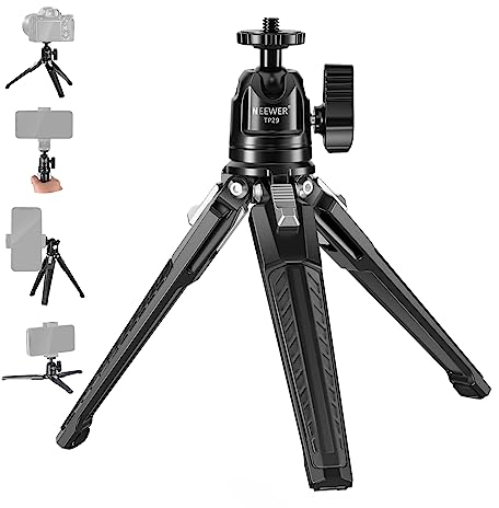 NEEWER Metal Tabletop Mini Tripod with 360° Ball Head, Support Vertical Shooting & Hand Grip, Portable Travel Tripod Stand with 1/4 Screw for Camera SmartPhone Action Cam, Max Load 6.6lb/3kg, TP29