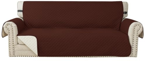 YSTELLAA 100% Wasserdicht Sofa Überzug 3 Sitzer, Couch Bezug Rutschfes, Waschbar Couchüberzug, Sofabezug Mit Armlehnen, Universal Sofa Covers Für Katze Hund, Mit Gummiband, Kaffee | Universeller Sofabezug, flüssigkeitsabweisend, rutschfest, dick, Schutz vor Kratzern