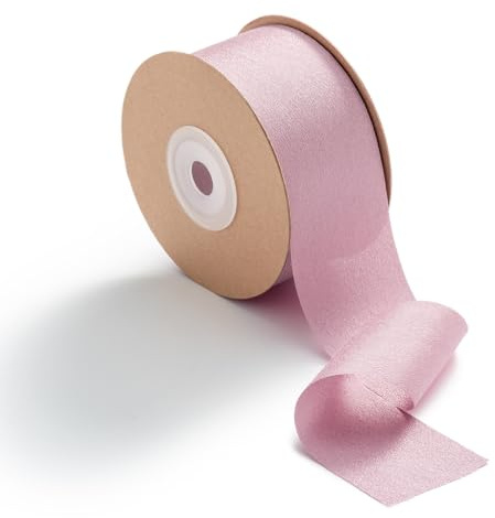 MORSUNBELA Geschenkband Breit Schleifenband Hochzeit Dekoband Altrosa | Breites Geschenkband aus Chiffon und Stoff,elegantes Schleifenband,Seidenband Dekoband für Geschenke,Hochzeit und Schleifen