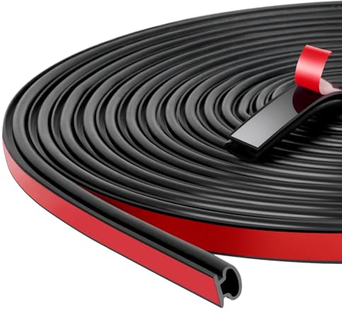AiQInu 3m (L) Paraspifferi Finestre, Nastro di tenuta a forma di D impermeabile per l'isolamento delle Guarnizione Finestra del telaio della porta (10mm（W）×6mm(T))