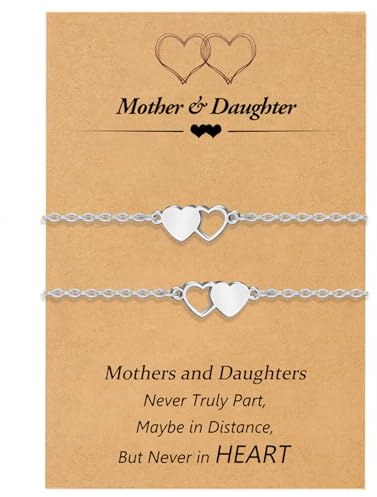 BOCHOI 2 Stück Mutter Tochter Herz Armband Einstellbare Armband Teen Mom Geburtstag Geschenk Mutter und Kind Herz-Anhänger Damenarmband Geschenk zum Muttertag mamma