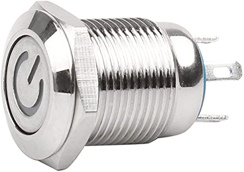Ersatzteile 12 mm wasserdichter oxidierter schwarzer Metallknopfschalter mit LED-Lampe Momentaner PC-Netzschalter 3 V 5 V 6 V 12 V 24 V 220 V
