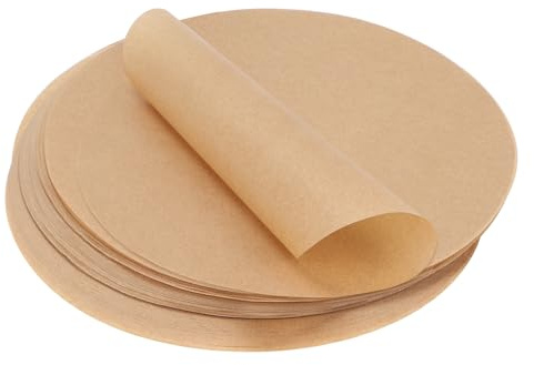 Swawis 150 stycken bakpapper runda, runda non-stick-bakplåtspapper Ø 30 cm, runt BBQ papper värmebeständigt, för pannor bakning BBQ pizza tårta luftfritös (brun)