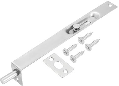 PATIKIL Bullone a Scomparsa 8 x 0,87, Serratura a Doppia Porta Scorrevole Nascosta in Acciaio Inox per Doppia Porta Legno Composito, Tono Argento