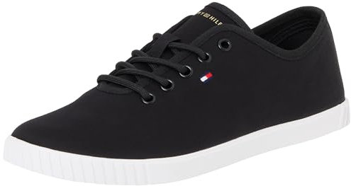 Tommy Hilfiger Damen Cupsole Sneaker Canvas Lace Up Elegant, Schwarz (Black), 38