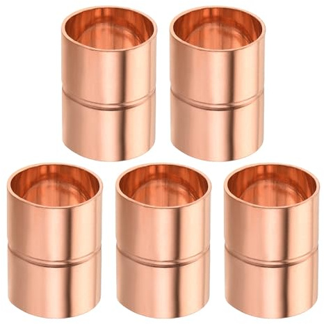 YOKIVE 5 Pcs Copper Coupling, Plumbing Straight Copper Fitting Coupler Welding Joint Connector Adapter, Great for HVAC, Air Conditioner (3/4 Inner Dia.)