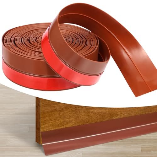 GWHOLE Bas de Porte Isolant Froid-Version Actualisée, 3.5cm×8m Bande d'étanchéité Porte en Caoutchouc Auto Adhésive Isolation Porte d'entrée Fenetre Anti Courant d'air,Poussière,Insecte (Brun)